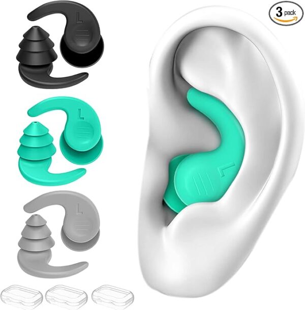 IMG_4401.JPG (1) Swimming Ear Plugs for Adults,3 Pairs Waterproof Reusable Silicone Swim Earplugs for Swimming
